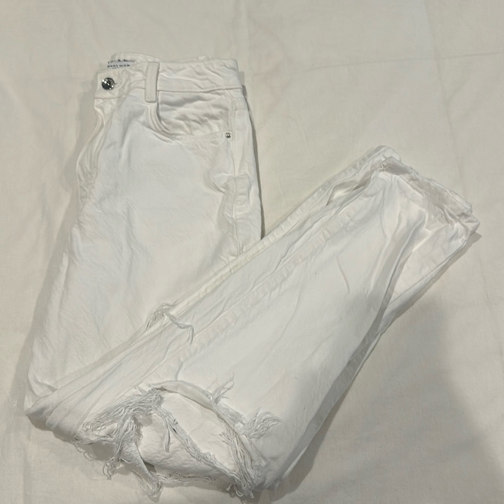 Zara White Ripped Jeans